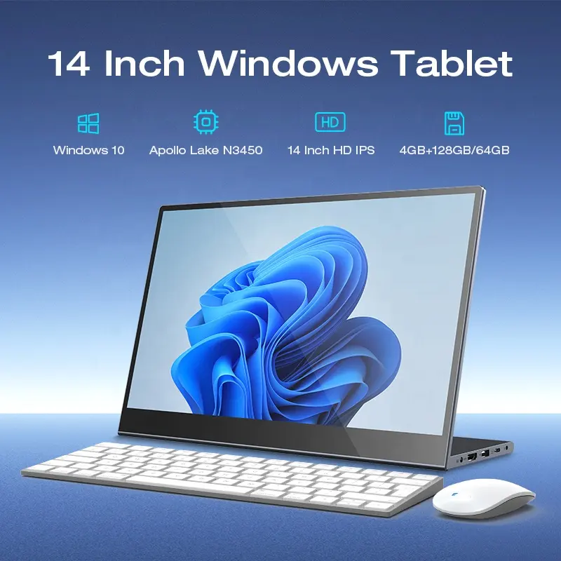 14 Zoll 2 in 1 Intel N3450 1920*1080 6GB LPDDR4 128GB Emmc Win 11 Tablet PC mit Tastatur