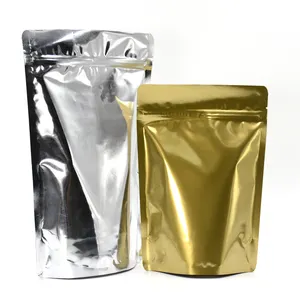 Großhandel Doypack Aluminium Custom Candy Cookies Mylar Taschen Kompost ierbarer Stand Up Beutel Gold für Lebensmittel verpackung