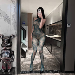 XX87 高品质女式黑色尼龙网袜性感内衣蛇纹挂脖连体袜舞蹈俱乐部服装 - Product Image 6