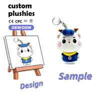 Porte-clés en peluche personnalisé avec logo, poupée animale mignonne en peluche, ODM OEM, jouet mignon, porte-clés, vente en gros, cadeau promotionnel