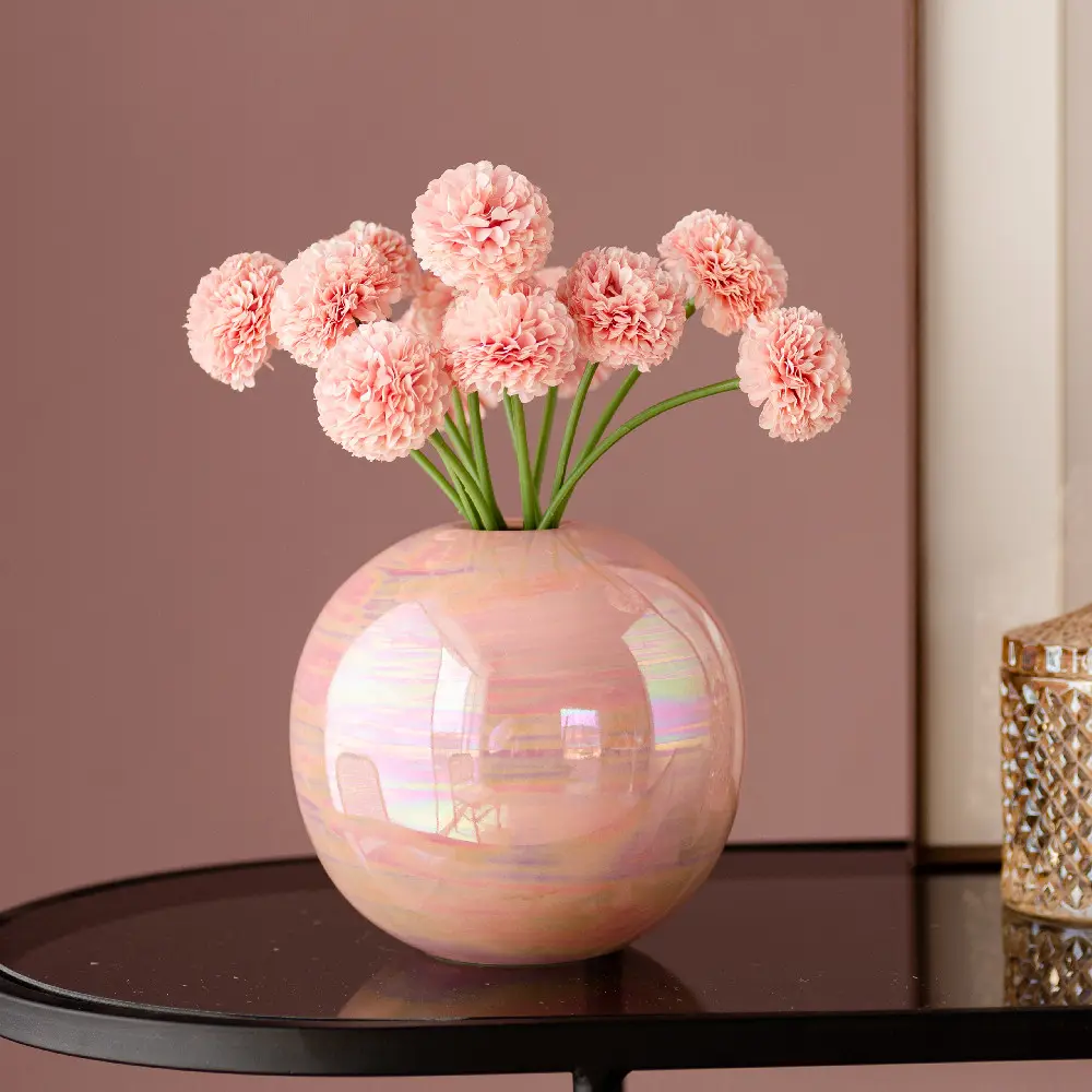 Vaso de flores artesanal, decoração de mesa de casamento, vaso de flores de cerâmica transparente com flores artificiais