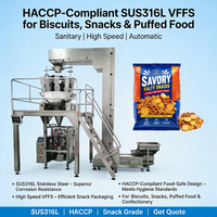 Machine d'emballage verticale de qualité alimentaire en acier inoxydable SUS316L conforme HACCP pour l'emballage de biscuits, de snacks et d'aliments soufflés