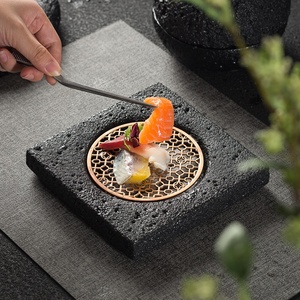 Piring es kering kreatif piring Salmon ikan Sashimi menyajikan bowlartistik konsepsi peralatan makan batu vulkanik piring presentasi - Product Image 5