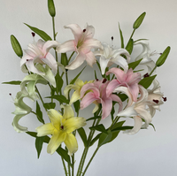Nouvelles fleurs de lys artificielles en PU à 3 têtes, 71 cm, roses et blanches, pour la décoration de la maison et des mariages