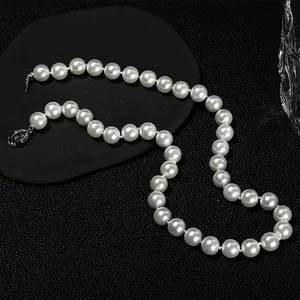 JD GEMS Sweet Wedding Party Jewelry Women Elegant Pearl Necklace 8mm High Imitation White Shell Round Beads Necklace