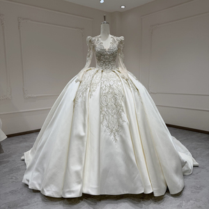 Xx65 <b>Bride</b> Ball Gown Heavy Industry Beading Long Sleeve Plus Size Vintage Court Style Jancember - Product Image 3