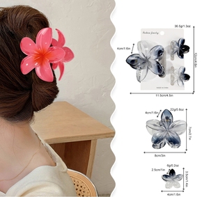 Vente chaude Multi Couleur <span class=keywords><strong>Fleur</strong></span> Pinces À Cheveux 3 Set Zinnia <span class=keywords><strong>Fleur</strong></span> Grab Clip Femelle Vacances Requin Clip pour Promotion Cadeau - Product Image 1