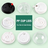 Couvre-gobelet rond en plastique PP écologique, couvercle jetable imperméable pour la restauration et les bouteilles