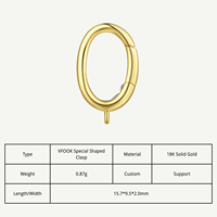 Fermoir de connexion VFOOK Findings poli pour bijoux DIY avec anneau de jonction, fermoir de bijoux ovale personnalisé en or massif 18 carats