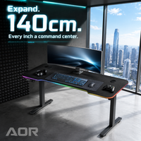 Bureau de jeu AOR RGB, bureau électrique réglable en hauteur, bureau d'ordinateur LED, table de jeu assis-debout, bureau PC, vente en gros d'usine