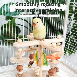 2025 New Products Solid Wood Smoothly Rotating Fun Stand for <strong>Parrot</strong>