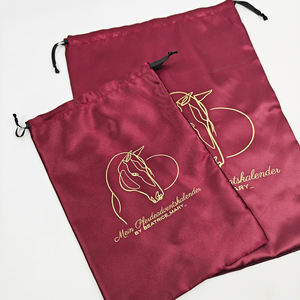 Sac à poussière en coton et soie satinée avec cordon de serrage, logo personnalisé, neuf, pour chaussures, emballage de luxe, anti-poussière, pochette cadeau, impression sérigraphique - Product Image 3