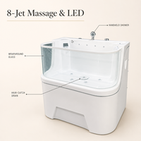 Baignoire de toilettage pour animaux en verre enveloppant, baignoire pour chien en acrylique avec jets d'eau massants et lumière LED pour salon d'animalerie