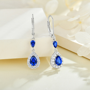 Grosir Pabrik anting-anting menjuntai menjuntai 925 perak murni anting-anting tuas belakang batu kelahiran dengan perhiasan zirkonia kubik 5A - Product Image 2