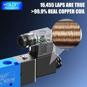 Yolon katup Solenoid pneumatik, 4v210-08 DC24V AC220V 5/2 cara 4V110/310/410 katup kontrol silinder Gas OEM Shanghai - Product Image 4