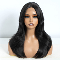 FREEDOM Perruque Lace Front en fibre haute température, lisse, brun clair, avec frange, 20 pouces, pour Cosplay, pour cheveux noirs, blonds, bruns