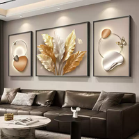 Décoration de salon moderne et luxueuse : Nouvelle œuvre d'art murale triptyque haut de gamme de l'artiste Da Ye pour derrière le canapé