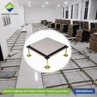 Plancher surélevé antistatique en sulfate de calcium à surface céramique, résistant à l'eau, pour centre de données et centre de commande