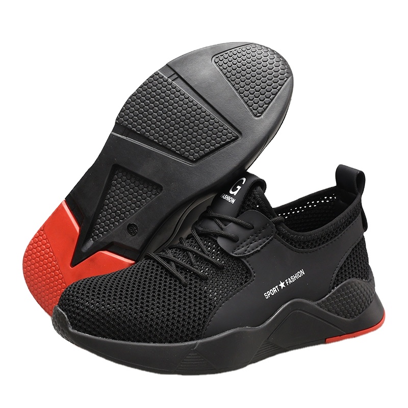 Высококачественная дышащая безопасная вязаная повседневная спортивная популярная спортивная обувь со стальным носком
