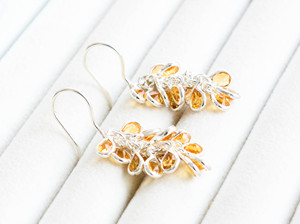 Pendientes Colgantes de Plata 925 con Diseño de Panal Radiante, Citrino en Cascada y Estilo Moderno - Product Image 5