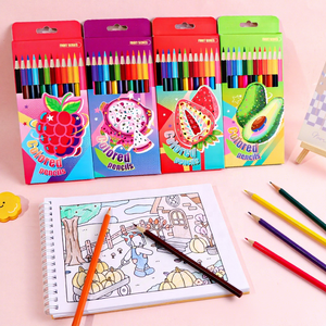 Crayons de couleur en bois à l'huile pour enfants, motif fruits mignons, dessin animé, 12 couleurs - Product Image 2