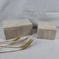 HZX boîte en travertin en marbre plateau présentoir à bijoux porte-gâteau boîte de rangement pour la maison porte-organisateur en pierre naturelle cadeau cosmétique