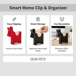 Mule Notepad Clip Red Plastic Memo Holder Desk Organizer For Office Home Use - Product Image 2