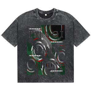 เสื้อยืดคอกลมโอเวอร์ไซส์ผ้าฝ้ายแท้ 100% พิมพ์ลาย DTG ระบายอากาศได้ดี ย้อมสีแบบ Acid Wash สไตล์สตรีทแฟชั่น - Product Image 1