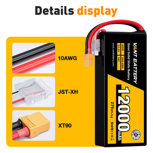סוללת ליתיום-פולימר VANT חצי מוצקה 12000mAh 10C <span class=keywords><strong>22.2V</strong></span> <span class=keywords><strong>6S</strong></span> עבור רחפנים לצילום אווירי/חקלאות/לוגיסטיקה ניתנת להתאמה אישית - Product Image 2
