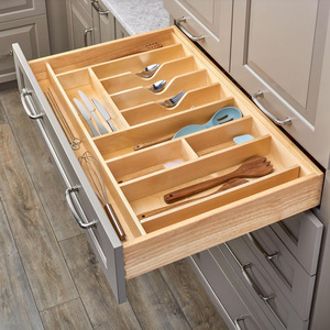 Drawer Organizer Wooden <b>Storage</b> <b>Box</b> Rectangular 18L Eco-Friendly <b>Kitchen</b> Drawer Divider Cabinet Insert - Product Image 2