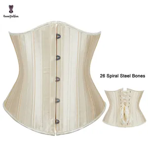 Dailywear Outfits 11 Inches Waist Shapers XXS Ivory-colored 26 Steel Bone Corset Women Underbust Korsett With Lacing Ribbon