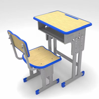 Bureau et chaise d'écolier réglables en hauteur, table d'étude en acier et en bois pour salle de classe