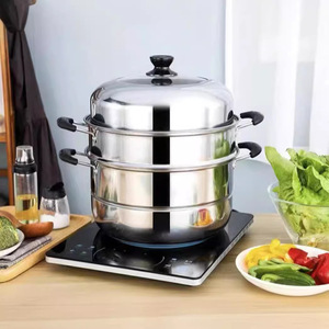 Cuiseur vapeur double couche en acier inoxydable, 2 niveaux, grande capacité, pour la cuisson à la vapeur des aliments, légumes, viande, poisson à la maison - Product Image 2