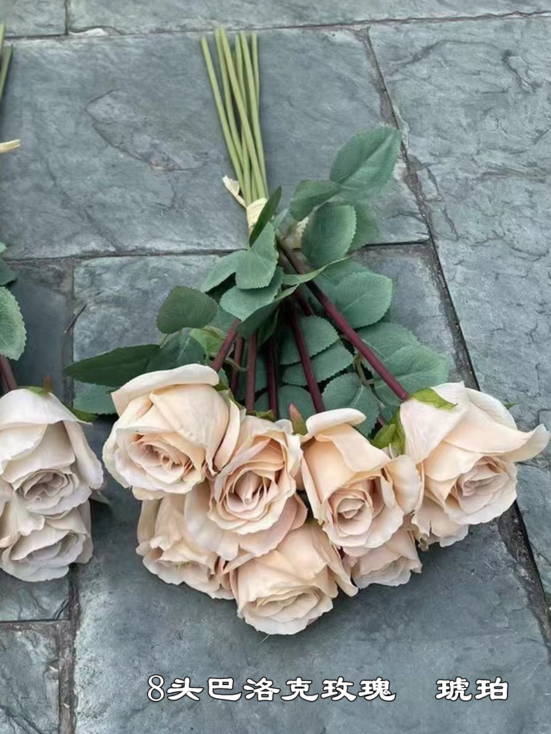 8 têtes baroques rose ambre