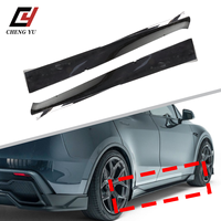 Jupes latérales de haute qualité style Yofer pour Tesla Model Y Juniper 2025+ – Panneaux ABS noir brillant effet carbone – Pièce de kit carrosserie améliorée