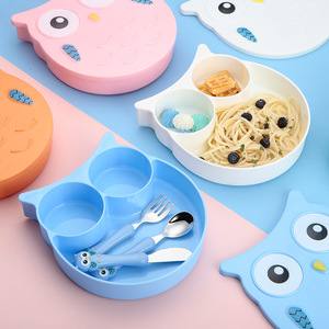 Creative <strong>Childrens</strong> Knife Fork Spoon Set Featuring Cartoon Owl Designconvenient <strong>Cutlery</strong> Divided Compartments Cute - Product Image 1