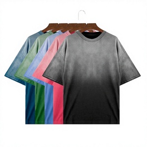 T-shirts décontractés pour hommes, 100 % coton, couleur unie, effet délavé vintage, pour impression numérique - Product Image 3