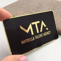 Carte de visite professionnelle VIP de luxe personnalisée en acier inoxydable, finition miroir brillante, impression UV, plaqué or gravé