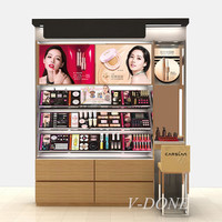 Boutique de salon de beauté Barre à sourcils Vitrine de magasin de cosmétiques Meubles Idées de design d'intérieur Vitrine de maquillage de luxe