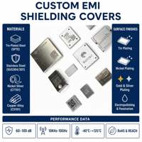 Penutup Pelindung RF EMI Kustom untuk Modul Komunikasi Logo Kustom Papan PCB SMT Stamping Logam Tingkat Papan OEM Pabrik
