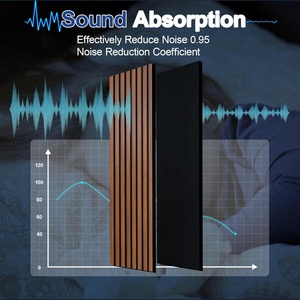 Decorazione della parete interna Akupanel pannello acustico in legno <span class=keywords><strong>3</strong></span> lati Teak impiallacciatura <span class=keywords><strong>MDF</strong></span> legno lamelle <span class=keywords><strong>pannelli</strong></span> acustici con nero PET Felt - Product Image 3