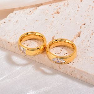 Stainless Steel Wedding Eternity Chunky Gold Dome Crystal <strong>Sovereign</strong> Zircon Gemstone Fashion Jewelry <strong>Rings</strong> - Product Image 3