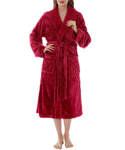 Red Women <strong>Fleece</strong> Sleep Robe Sherpa Fluffy Pajamas <strong>Super</strong> <strong>Soft</strong> and Warm Bathrobe Loungewear Long <strong>Pyjama</strong> Robe - Product Image 2