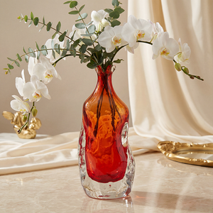 Modernos Floreros de Vidrio de Boca Pequeña para Regalo, Color Rojo Transparente, Florero para el Hogar, para Fiestas, Jardín, Decoración del Hogar - Product Image 1