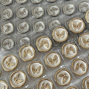 Vintage High Quality Fashion Designer Large Sew Gold Butterfly <strong>Metal</strong> Jeans <strong>Button</strong> Silver Pearl Mushroom Tack <strong>Button</strong> - Product Image 5