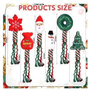 Jouet en corde pour chien de Noël, peluche Père Noël Bonhomme de neige Arbre, jouet à mâcher sonore, taille moyenne, jouet de dentition pour animaux de compagnie - Product Image 2