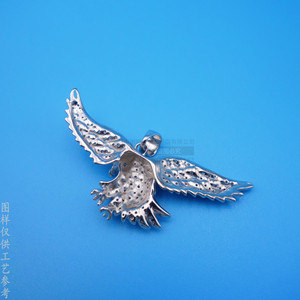 Pendentif Collier Modèle Aigle 3D en Cuivre Argenté Brillant, Design Bijou Animalier - Product Image 3