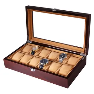 High Quality Stock Luxury Original Factory Wooden 12 18 Slots Watch Display Box For Shop