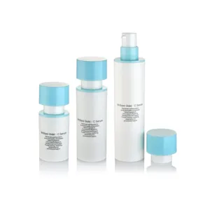 Trendy PP airless pump cylindrical jar and bottle 15 30 50ml HOT mushroom round cap skincare lotion cream cosmetic containers