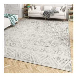 8x10 Feet Large Custom Modern Decoration Bedroom Soft Floor Carpet Area Living Room Rugs Grey and White